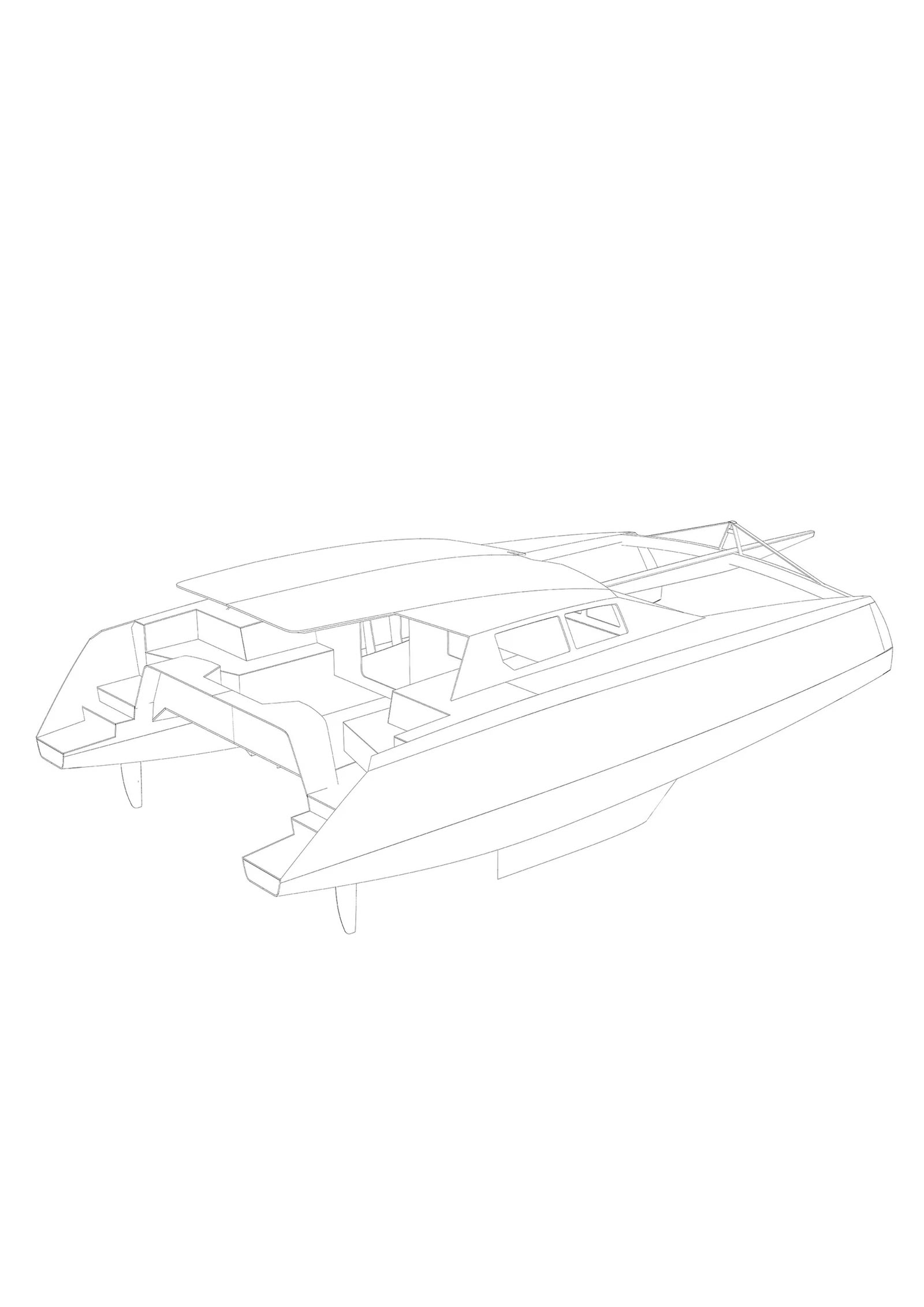 The catamaran, drawn